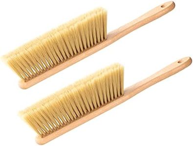 CLEACE Hand Broom Cleaning Brushes with Wooden Handle-Soft Bristles Dusting Brush for Cleaning Car/Bed/Couch/Draft/Garden/Furniture/Clothes 2Packs