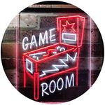 Game Room Pinball Man Cave Dual Color LED Neon Sign White & Red 8.5" x 12" st6s23-i3128-wr