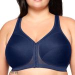 Glamorise Full Figure Plus Size MagicLift Front-Closure Posture Back Bra Wirefree #1265 Blue