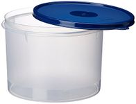 Signoraware 2.5 Litres Round Modular Multi-Purpose Plastic Containers with Lid | Food Grade BPA Free Leak Proof | Rice Spices Atta Grains Organizers for Kitchen Storage (2500ml | Pack 1 | Mod Blue)