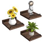 RYOFOBETTO Small Floating Shelf, 6X6 Inches Farmhouse Wall Shelves for Living Room, Bedroom, Picture Frames, Plants, Kitchen, Set of 3 (Brown)