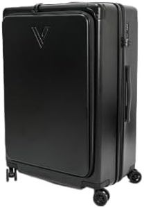 Backvac Flight Carry-On Suitcase, Black, Built-in Vacuum System, Silent Spinner Wheels, TSA Lock, USB Charging Ports, Air Tag Holder, 22 inches