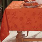 MATIRUG Fall Table Cloth Square 52X52,Waterproof Autumn Jacquard Tablecloth for Thanksgiving Harvest Holiday, Burnt Orange/Rust