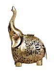 CraftVatika Elephant Showpiece Statue Iron Tea Light Candle Holder Lantern Stand for Home Living Room Decoration (1 Piece)