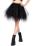 Kefiyis Tutu Skirts for Women Adult Tutu Tulle Skirt Ballet Halloween Christmas Fancy Dress Cosplay Petticoat Party Dance Costume Black