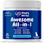 Happy Heroes Awesome All-in-1 Multivitamins for Dogs, 100% Natural Supplement with Coenzyme Q10 for Cognitive Support, Joint & Hip Health, Gut Health, Skin & Coat Care, Allergy Relief, 120 Soft Chews