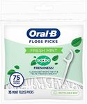 Oral-B Burst of Scope Dental Floss Picks, Fresh Mint, 75 Count Each, Pack of 6 (450 Count Total)