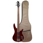 Vault Performer Pro RB5 Five String Electric Bass Guitar with Gig-Bag - High Gloss Solid Mahogany