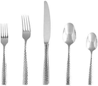 Fortessa Lucca Flatware Set, 5-Piece, Faceted Stainless