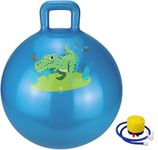 Rhyhorn Bouncy Balls with Handles for Kids Bulk, Hopper Ball Hippity Hop Bouncing Balls with Cartoon Animal,Jumping Exercise Hopping Ball for Jumping Sitting Racing, Pump Included(65 cm) (Blue)