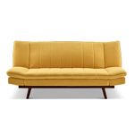 Bravich Mondaine 3 Seater Sofa Bed - Yellow. Velvet Fabric Click Clack Sofa Bed, Recliner Couch To Double Bed. Space Saving Furniture For Living Room, Bedroom & Guest Room- 188 x 94 x 87cm