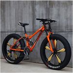 Aoyo 26 Inch,21 SpeedsAdult Beach Sport Bike,Bicycles,High Carbon Steel,Fat Tire,Mountain Trail Bike,Double Disc Brake,Dual-Suspension,For Men Women Universal, (Color : Orange)