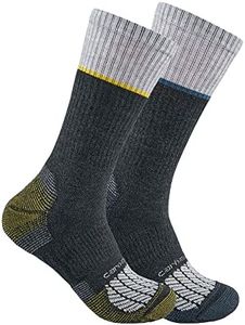 Carhartt Men's Force Midweight Steel Toe Sock 2 Pack, Assorted 2 White, Large