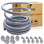 Liquid-Tight Conduit - 1/2inch 75 Feet Flexible Non Metallic Liquid Tight Electrical Conduit Kit, with 6 Straight and 5 Angle Fittings Included. 1/2" Dia…