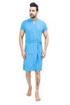 ELEVANTO bathrobe for men||bath robes|| Half Sleeve 1 Pocket | Soft & Lightweight Comfort bath robe (SKY)