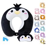 Cirorld Kids Travel Pillow Cute Neck Pillow for Travel Adult Kids Memory Foam Airplane Pillow with Sleep Mask Animal Flight Pillow Head Rest Neck Support for Cars Long Flights Sleeping Girls Boys Gift