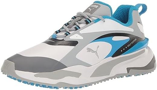 PUMA Golf Men's Gs-Fast Golf Shoe, Puma White/Quarry/Ocean Dive, 11