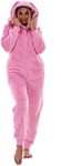 Keanu Womens Thick Snuggle Hooded Onesie - Luxury Warm Fleece Novelty Onesie with Long Bunny Ears - Sizes 8-20 (Pink, 20-22)