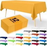 Smiry Disposable Table Cloth - 12 Pack, 54 x 108 Inch Table Cloths for Parties, Decorative Tablecloths for Rectangle Tables, Waterproof Plastic Table Cover, Leakproof & Sturdy, Mustard Yellow