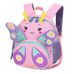 Bluesaly Toddler Backpack School Bag Boys Girls Kids Backpack Cute Animal Animated Children's Backpack Waterproof Breathable Backpack Travel Bag with Chest Clip for Preschool Kindergarten(Butterfly)