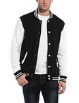 COOFANDY Men's Varsity Letterman Jacket Baseball Style Jacket Button Classic Bomber Jacket