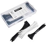 Bolt Dropper 4", 6", 8" Zip Tie Kit - 400 Pack Zip Ties Assorted Sizes in Black and White - 18lb to 50lb Tensile Strength Self-Locking Premium Nylon Cable Ties for Indoor and Outdoor