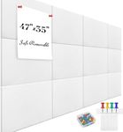 Large Office Cork Board Alternative - 47"x35"12 Pack Felt Wall Tiles Self-Adhesive Safe Removable No Damage for Wall Pin Board Tack Board Felt Cork Board for Walls or Office 48 x 36 White