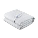 GEEPAS Electric Blanket Single Size | Soft Heated Underblanket Mattress Cover with 3 Heat Levels & Fast Heat Up | Fitted Bed Warmer Pad with Detachable Controller, Overheat Protection 65x135cm White