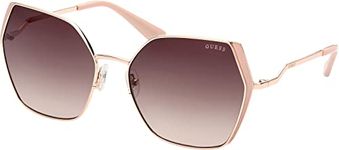 GUESS Women's GU7843 Sunglasses, Shiny Rose Gold, 61