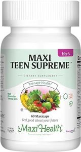 Maxi Health Teen Multivitamin for Girls 12-17 years, Natural Vitamins and Minerals Enhances Development and Immune Health, Best Kosher Supplement for Teenagers, 60 Count