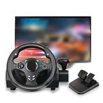 Racing Steering Wheel, 7 in 1 Driving Force Racing Wheel and Floor Pedals, 270 Degrees Universal USB PC Gaming Racing Wheel for PC, for PS3, for PS4, for Xbox One, for Xbox, for 360, for Android