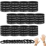 HyDren 48 Pieces Inspirational Wristbands Motivational Silicone Bracelets Bulk Positive Affirmation Rubber Bracelets Gift for Students Teachers School Prizes, 2.56 Inch(Simple Colors)