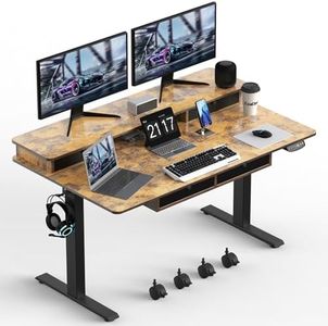 ExaDesk Electric Standing Desk, 63 * 30 Inches Adjustable Height with 4 Drawers, Double Storage Shelves Stand Up Desk, Home Office Workstation Sit Stand up Desk (Rustic Brown)