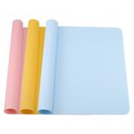 Kssvzz 3 Pack Silicone Mat, A3 Large Silicone Sheets for Resin Moulds, Food Grade Silicone Placemat, Crafts Mat for Liquid, Resin Jewelry Casting Molds Mat, 30 x 40cm, Blue/Yellow/Pink