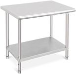 ACONEE 36" x 24", Food Prep Stainless Steel Work Table, Silver