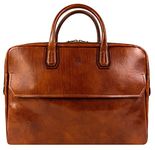 Time Resistance Leather Briefcase - Full Grain Leather Laptop Bag up to 17" for Men and Women