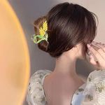 ZEPOLI- Metal Hair Clips, Hair Claw for Thin/Medium Thick Hair Claws, Elegant Barrettes Strong Hold Hair Clamps Non Slip Cute Hair Clip - Pack Of 1 (sping yellow)