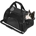 Soft-Sided Foldable Cat/Dog/Pet/Puppy Carrier Bag,Portable Pets Travel Carriers For Cats/Dogs/Pets With Shoulder Strap & Removable Mat,Durable Comfort Cat Basket Airline Approved(Black,Small)