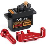 Miuzei Mini Servo RC Digital Servo ES08MA II Motor Metal Gear for 1/16 1/18 Car Boat Robot Arm 5V 180 Degree Micro Motor Steering Servo with Mount Horn and 25 cm Cable, Weight 12 g Red Pack