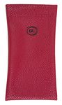 Soft Faux Leather Spring Snap Top Glasses Case 15 Colors (Red)