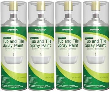 NADAMOO 2-Parts Tub and Tile Spray Paint, Enamel Aerosol Refinishing Paint for Bathroom Porcelain Bathtub Sink, 4 Cans, Semi-Gloss White