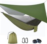 OTraki Camping Hammock with Mosquito Net 114x54 inch Portable Hammock with Large Tarp for Camping Lightweight Outdoor Hammock 440 LBS Load Capacity for Hiking Backpacking Picnic Courtyard