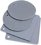 Silicone Trivet Mat Heat Resistant Pot Holders Hot Pads Multi-Purpose Table Placemats for Hot Dishes and Table - Kitchen Potholders for Jar Opener, Spoon Holder, Oven Mitts 4 Pack Gray