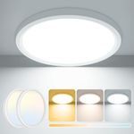 15W 1800LM LED Ceiling Light, Bathroom Lights Ceiling 3000K/4000K/6500K, IP44 Waterproof, Small Ultra Thin Round Flush Ceiling Light for Bedroom, Kitchen, Bulkhead, Toilet, Porch, Utility Room18cm