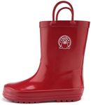 Stelle Kids Rain Boots for Boys Girls Waterproof Natural Rubber Toddler Rainboots Easy On Handles Non-Slip Sole(Red,4MB)