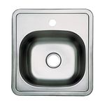 Kingston Brass GKTS15151 Self-Rimming Single Bowl Kitchen Sink, Brushed, 14-15/16" (L) x 14-15/16" (W) x 5-11/16" (D)