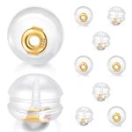 Gold Earring Backs, ALEXCRAFT 20Pcs 14k Real Goldplated Clear Silicone Earring Backs, 925 Sterling Silver Soft Comfortable Backs for Studs Earrings Replacement Safety Backs for Women