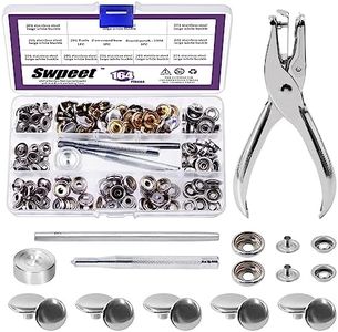 Swpeet 40 Pairs Canvas Silver Snap Kit, Screw Snaps, Boat Cover Snaps with Setting Tool, Used on Canvas, Tarpaulin, Tent, Awning, Clothing, Leather, Furniture and Other Surfaces, Stainless Steel