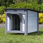 FeelGoodUK Wooden Hide House Cat Rabbit Shelter Shade Small Animal 42 w x 51 d x 42 h (Grey, Small)