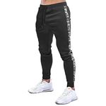 MakingDa Mens Gym Joggers Sweatpants Slim Fit Elasticated Waist Jogging Tracksuit Bottoms Causal Running Workout Trousers with Drawstring Zip Pockets-BK61-Black-S
